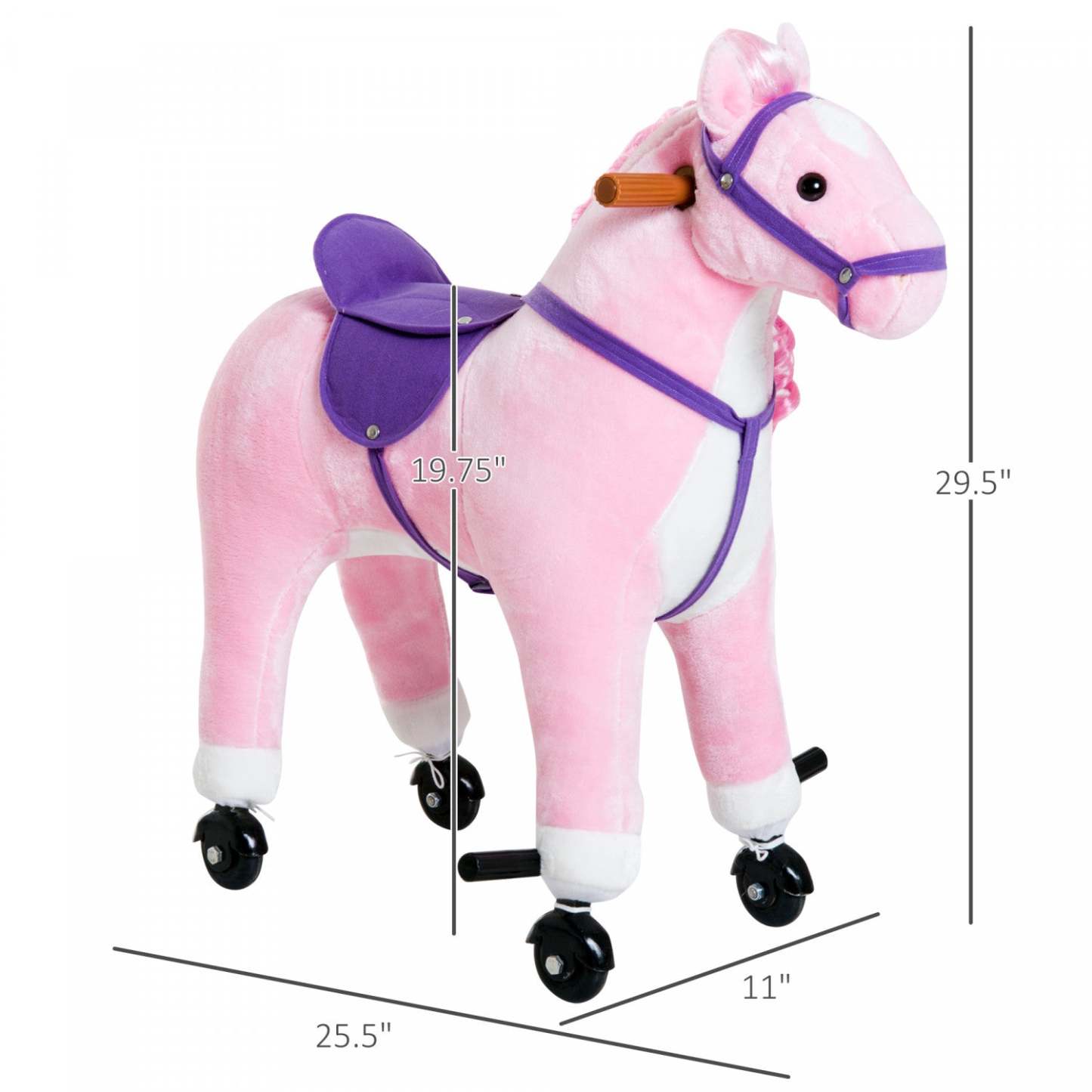 Qaba Kids Rocking Horse, Grand Jouet À Roulettes Pour Enfants De 3 Ans, Cheval En Peluche À Basculer|Poney De Marche Pour Enfants Qaba Cheval À Bascule Peluche Sonore Hennissement Du Cheval Avec Roue C