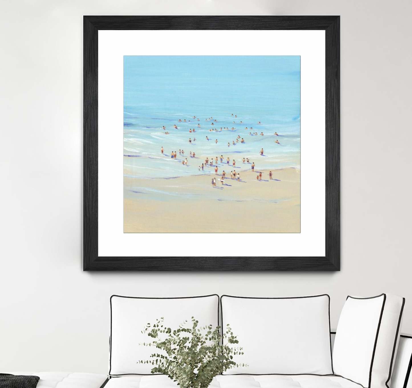 Beach Day I Matted and Framed Black 36x36 Wall Art|Œuvre d’art murale encadrée noire et mate « Beach Day I » 36 x 36
