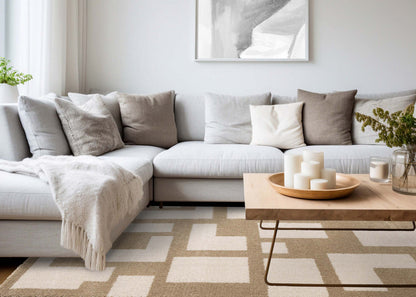 Tapis Hampton Cream Beige à formes géométriques - 7'10 x 10'10|Carpette Hampton crème et beige à motif géométrique - 7 pi 10 po x 10 pi 10 po