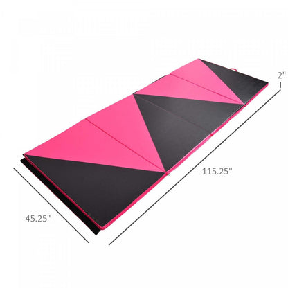 Soozier 4ftx10ftx2inch Pu Leather Gymnastics Tumbling Gym Mat Arts Folding Yoga Exercise Pad 4 Panel|Soozier Tapis De Gymnastique Pliable 10,2 X 25,4 X 5,1 Cm, Tapis D'exercice Avec Poignees De Transpo