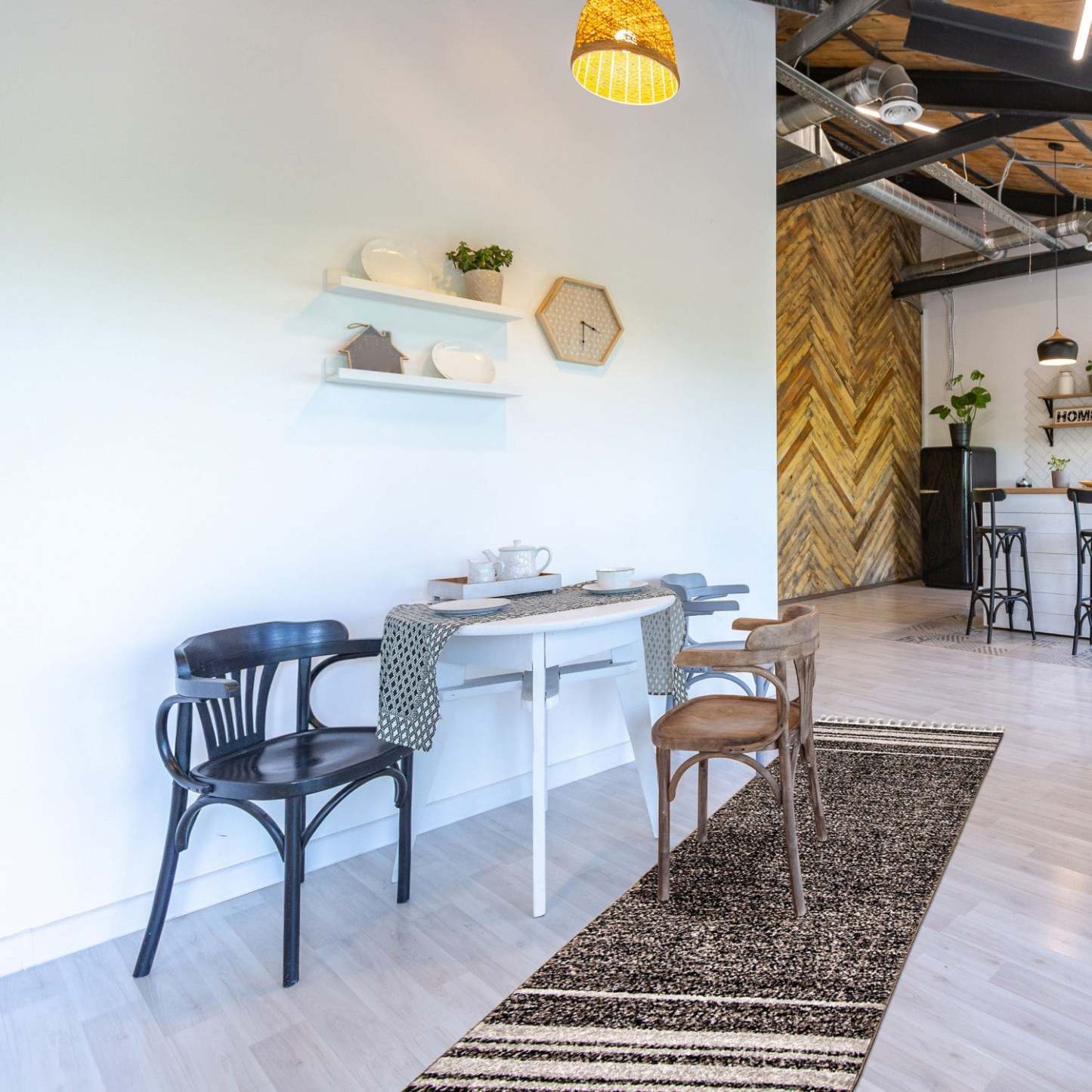 Tapis Vera Earth Taupe/Noir - 80 x 250 cm | Carpette Vera Earth taupenoire - 80 x 250 cm | D86FGG0M