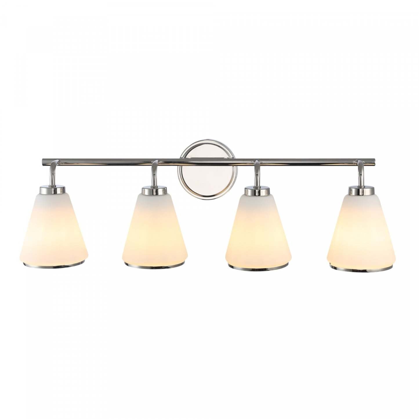 Meuble-lavabo Zoey à 4 lampes, en nickel poli |