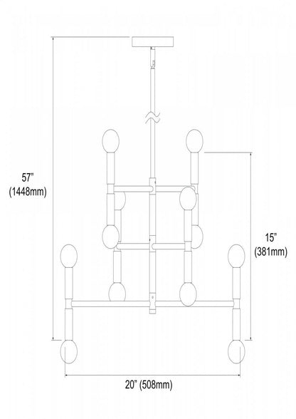 Dainolite Ava 12 Light Chandelier Small Matte Black Finish Lamp|Petit lustre Ava de Dainolite avec fini noir mat et 12 ampoules