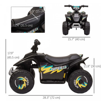 Aosom Kids Atv, voiture électrique à batterie de 6 V pour enfants, quad pour tout-petits à 4 roues avec interrupteur avant | Qaba Quad, véhicule électrique alimenté par batterie de 6 V, quad à 4 roues avec interrupteur avant et