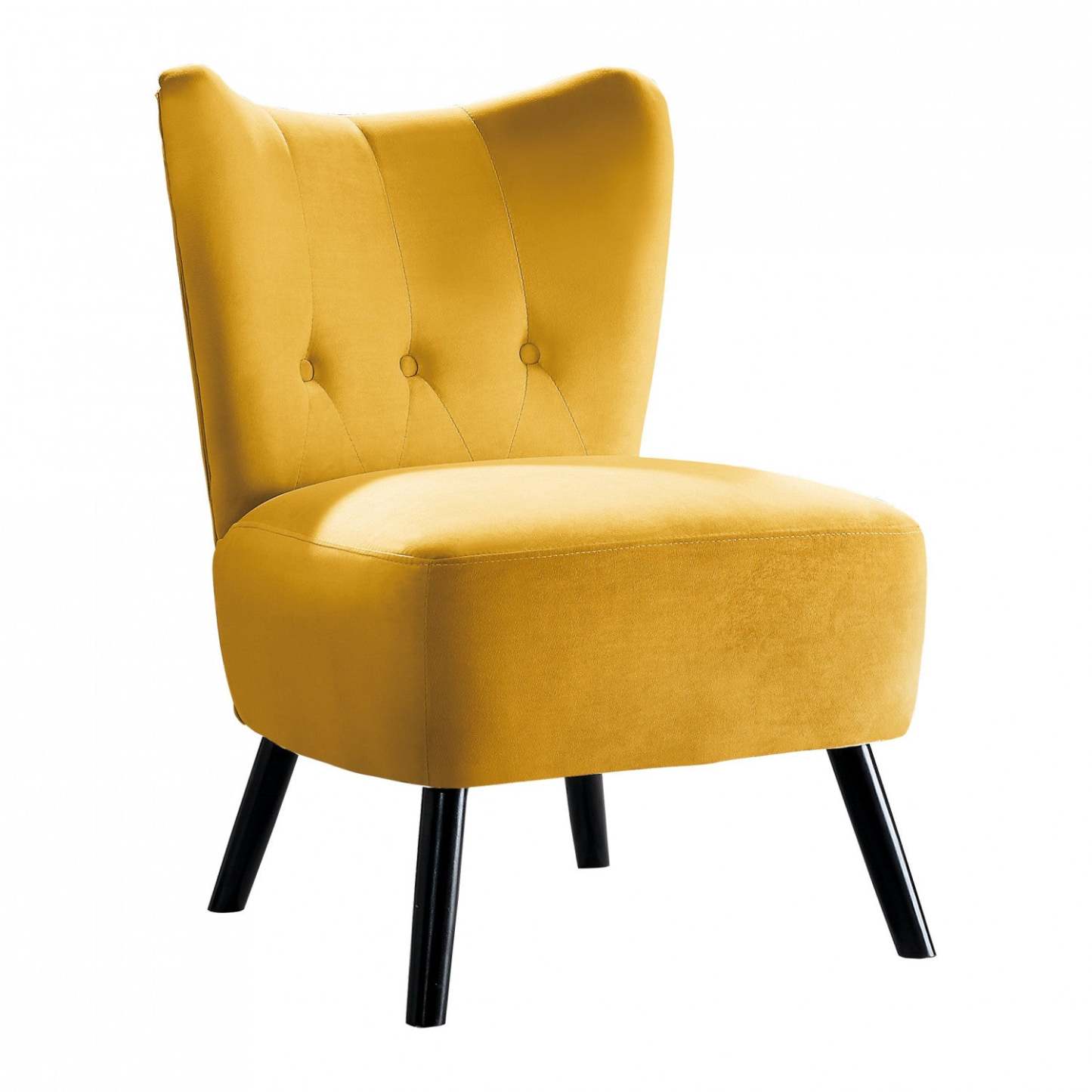 Chaise d'appoint Ginny Velours Jaune | Fauteuil D'appoint Ginny En Velours Jaune
