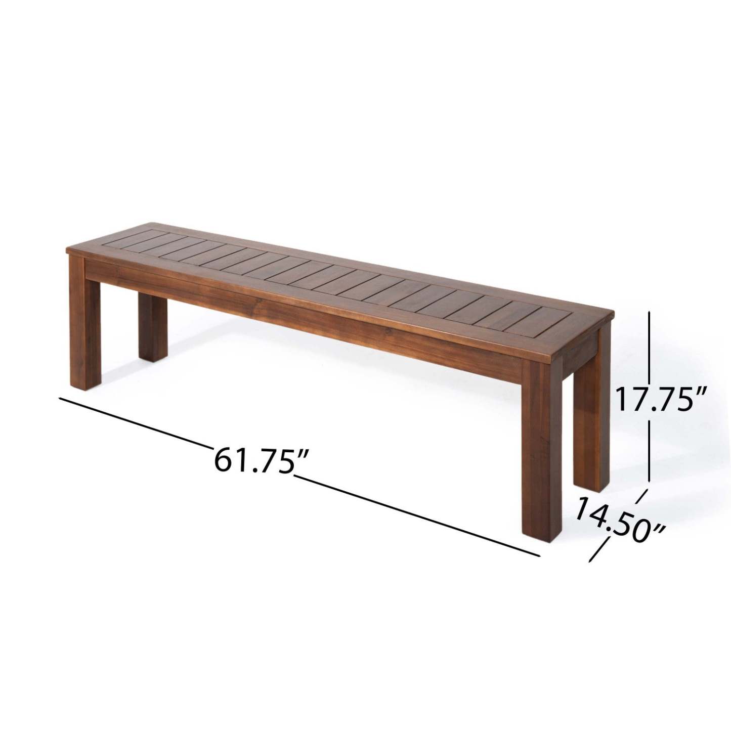 Georgia 61.75 Banc à lattes en bois d'acacia, ensemble de 2 - Brun foncé | Ensemble De 2 Bancs Georgia En Bois D'acacia A Lattes De 61,75 - Brun Fonce