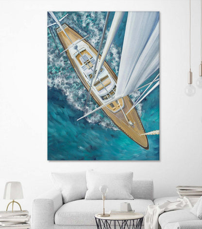 Œuvre d'art murale géante « Tour du monde à la voile » 72 x 54