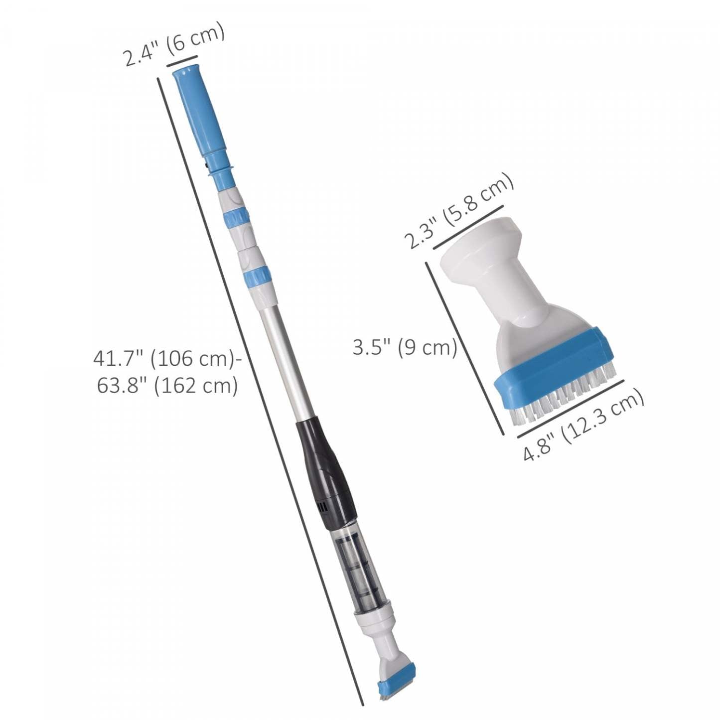 Aspirateur de piscine sans fil Outsunny, nettoyeur de piscine portable avec perche réglable