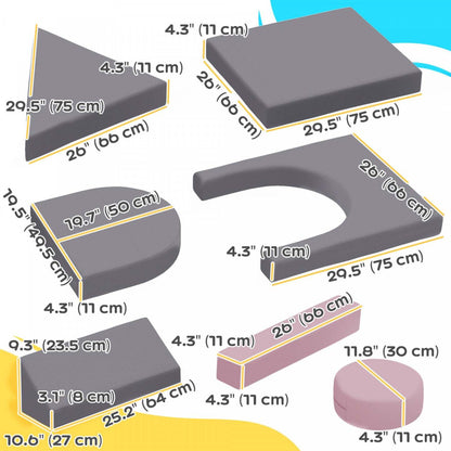 Qaba Canape De Jeu Modulaire Pour Enfants 12 Pieces Pour Salle De Jeux, Chambre A Coucher, Canape Convertible En Mousse