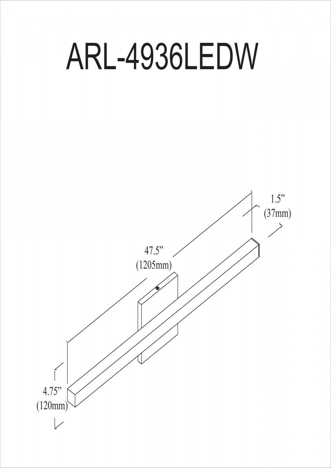 Dainolite Arandel Vanity Light 36w LED Chrome Poli Givré Acrylique Diffuseur Lampe|Lumière de coiffeuse Arandel de Dainolite en acrylique givré qui diffuse la lumière, avec fini chromé poli et ampoule à DEL de 36 W