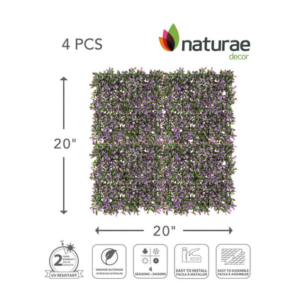 Lavande artificielle 20x 20 panneau de feuillage 4 pièces | Panneau de feuillage 20 po x 20 po lavande artificielle 4 pièces | D10H6WJP