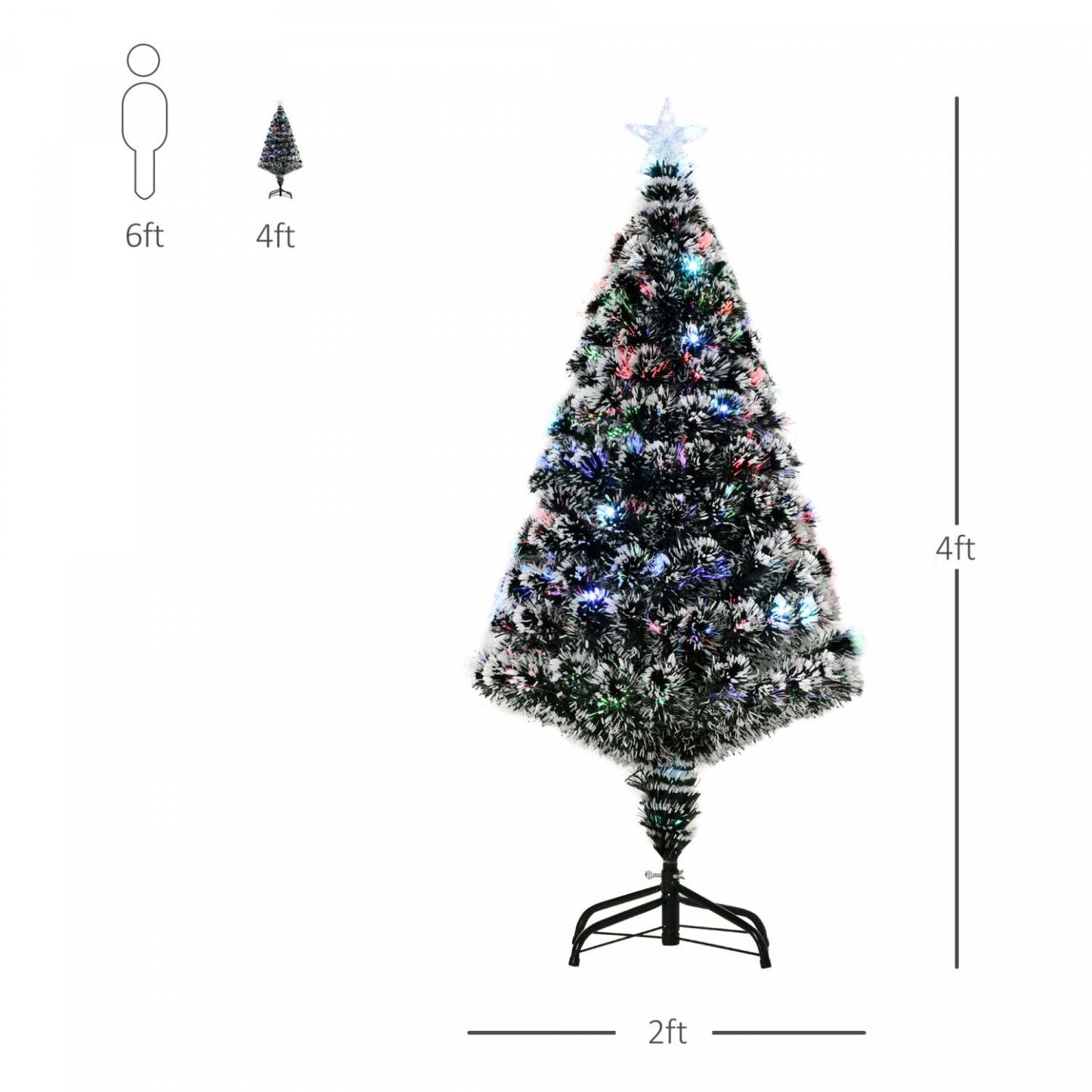 Homcom Arbre De Noël Artificiel En Fibre Optique Pré-éclairé De 4 Pieds Avec 16 Lumières LED Et 130 Branches|Homcom 4ft Pre-lit Optical Fiber Artificial Christmas Tree With 16 LED Lights And 130 Branches