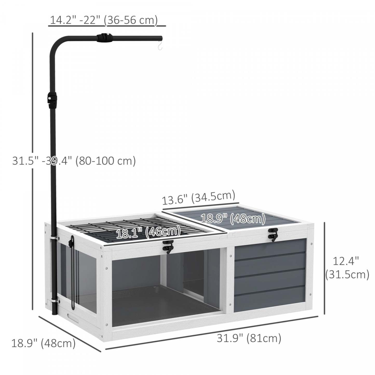 Pawhut Tortue House Wooden Tortue Enclosure Indoor Outdoor Turtle Habitat With Adjustable Lamp H|Pawhut Maison De La Tortue Enclos De Tortue En Bois Pour L'intérieur Et L'extérieur Avec Lampe réglable