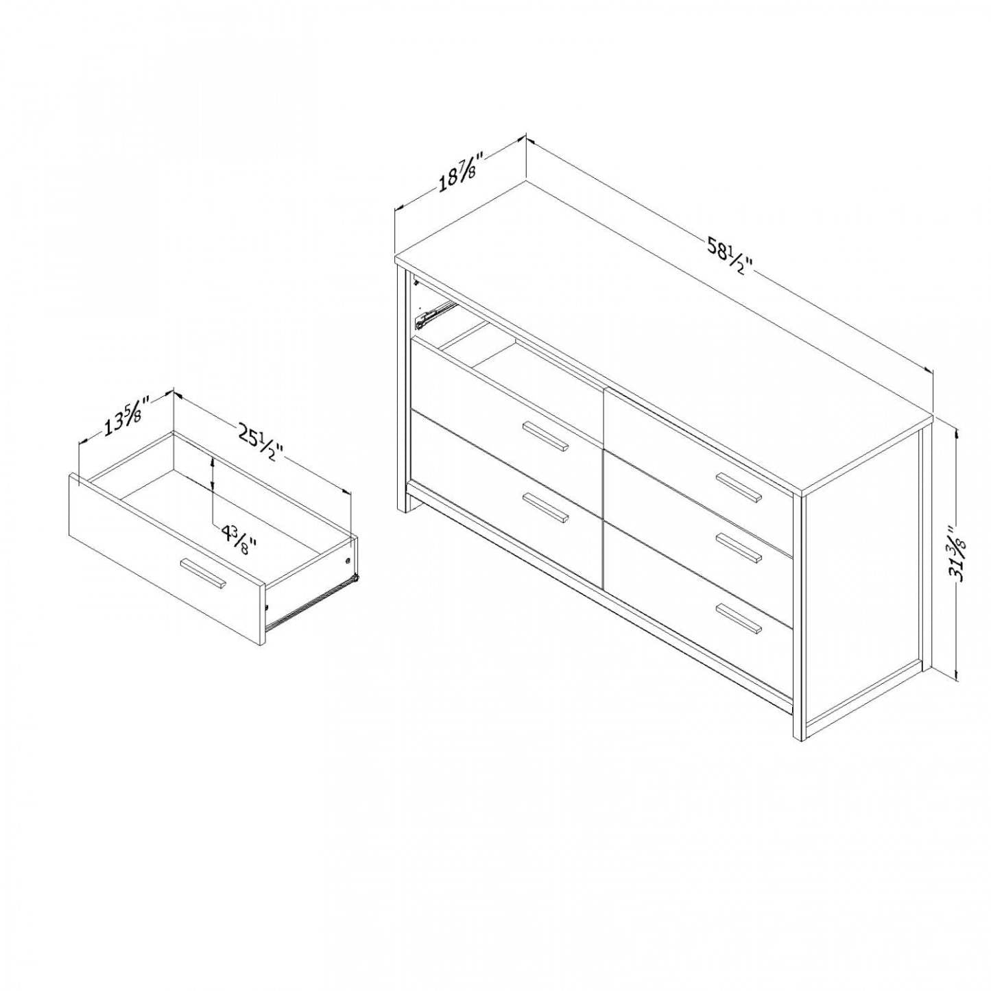 Commode Tao à 6 tiroirs - Noyer naturel | Tao Bureau 6 Trois - Noyer naturel | D83GDW3Z