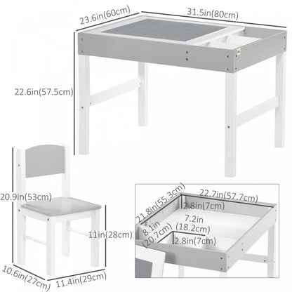 Qaba Table Lego Avec Rangement Pour Enfants, Ensemble De Table Et De Chaise Multi-usage Avec Blocs De Construction Des|Qaba Ensemble De Table Et De Chaise Pour Enfants Multi-usage Avec Blocs De Construction Bureau, Ense