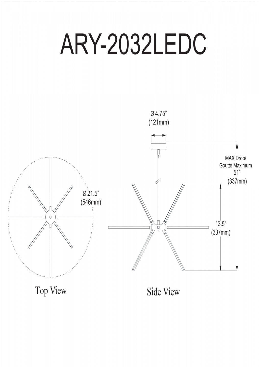 Dainolite Array LED Chandelier 32w Matte Black White Acrylique Diffuseur Lampe|Lustre Array de Dainolite en acrylique blanc qui diffuse la lumière, avec fini noir mat et ampoule à DEL de 32 W