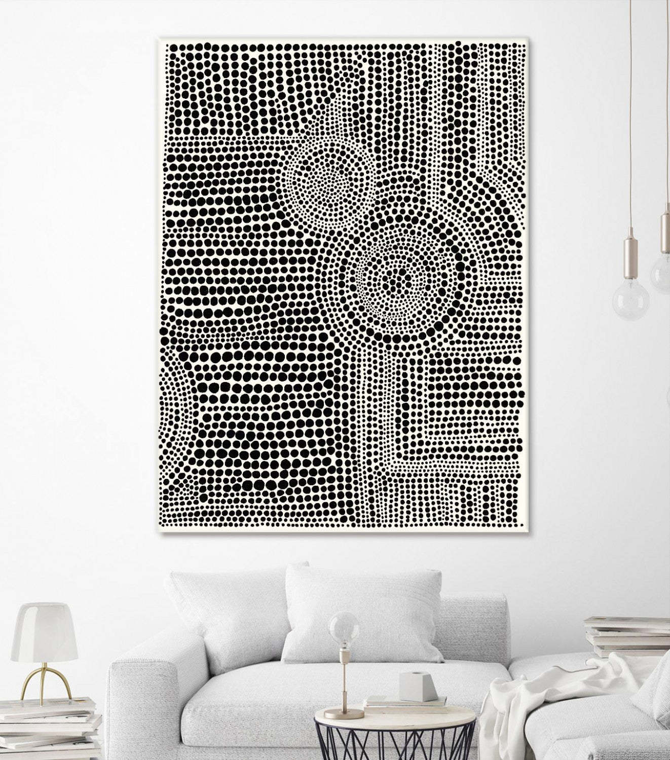 Œuvre d'art murale géante « Clustered Dots A » 72 x 54