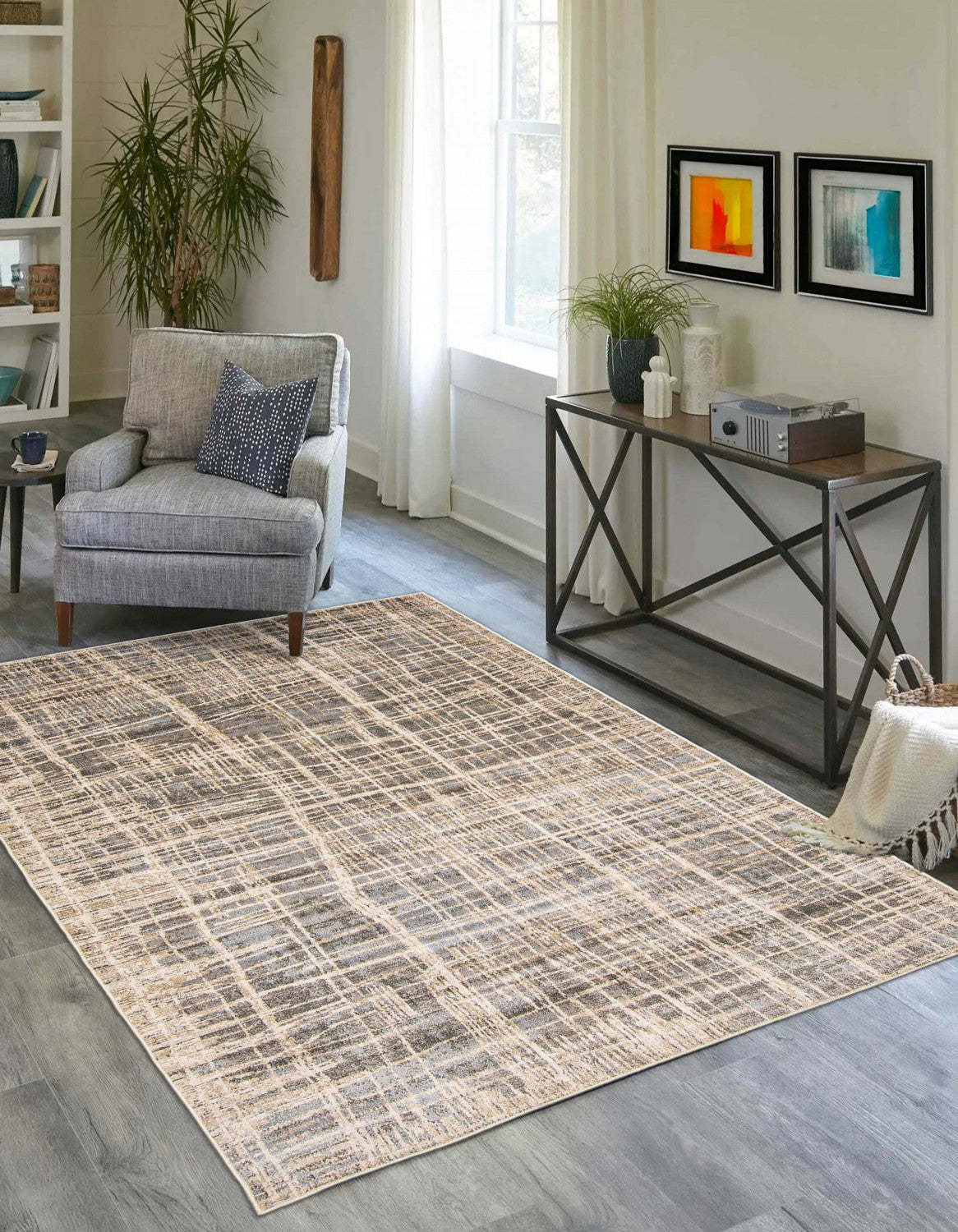 Tapis à carreaux gris - 244 x 305 cm | Carpette Lattice grise - 244 x 305 cm