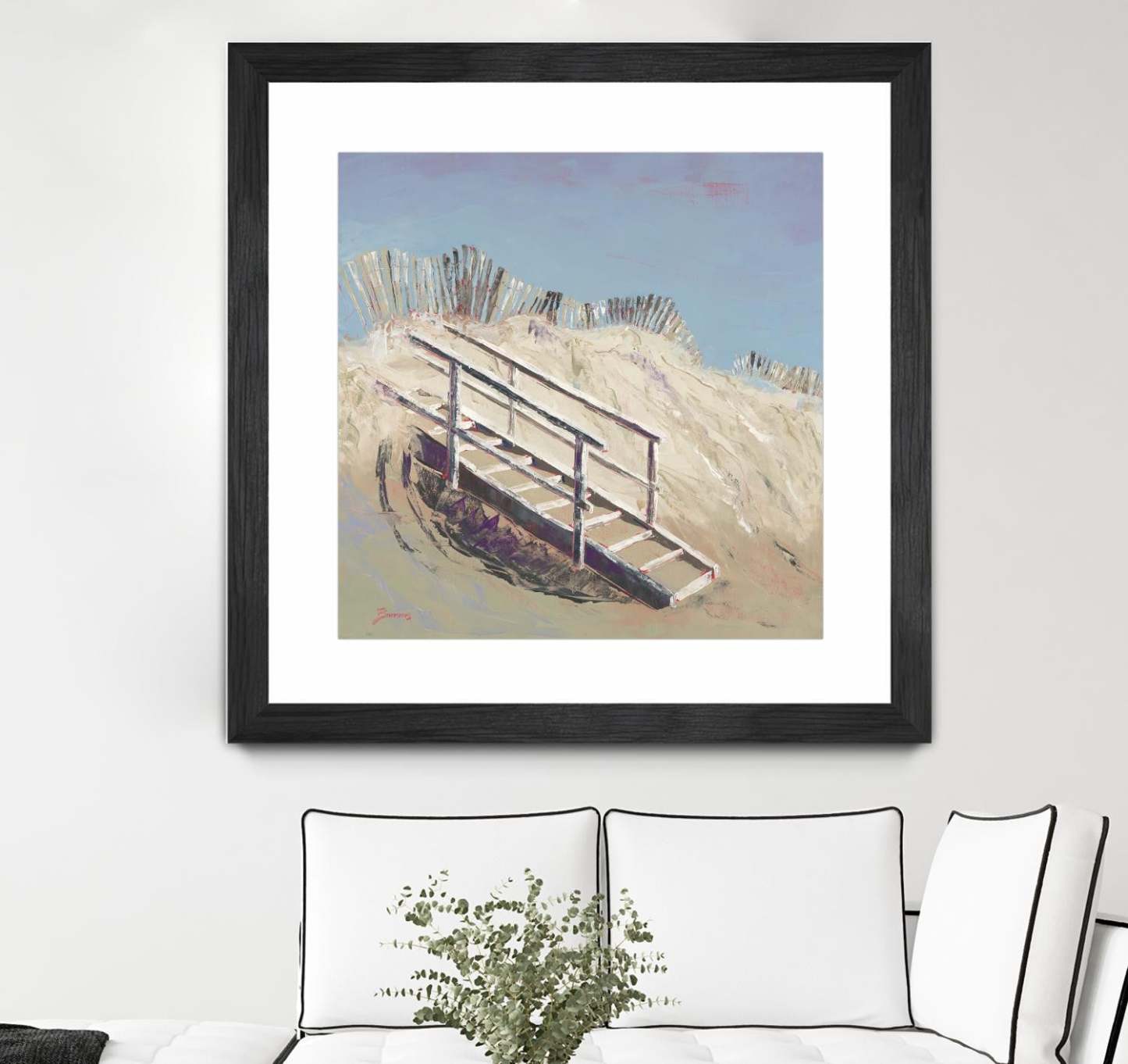 Œuvre d’art murale encadrée noire et mate « Beach Access » 30 x 30