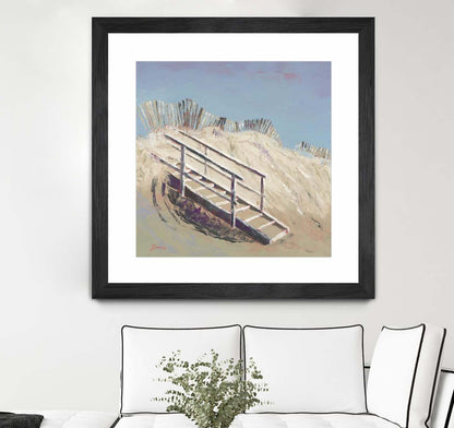 Œuvre d’art murale encadrée noire et mate « Beach Access » 30 x 30