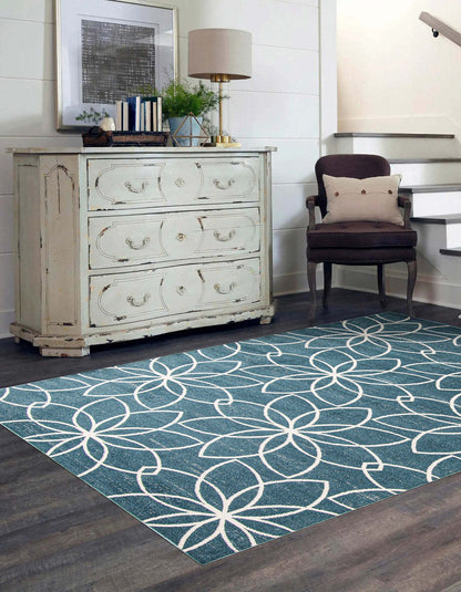 Tapis Terali turquoise lavable en machine - 6'0 x 9'0|Tapis Terali turquoise lavable à la machine - 6 pi 0 po x 9 pi 0 po|D86FTSCF