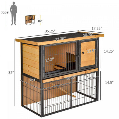 Pawhut Clapier pour Lapin Maison pour Animaux Cage pour Lapin Habitat pour Petits Animaux avec Toit Ouvrable en Asphalte pour Extérieur|Pawhut Clapier Bois-métal pour Lapin Surélevé Cage de Lapin Cage pour Petits Animaux avec Plateau Co