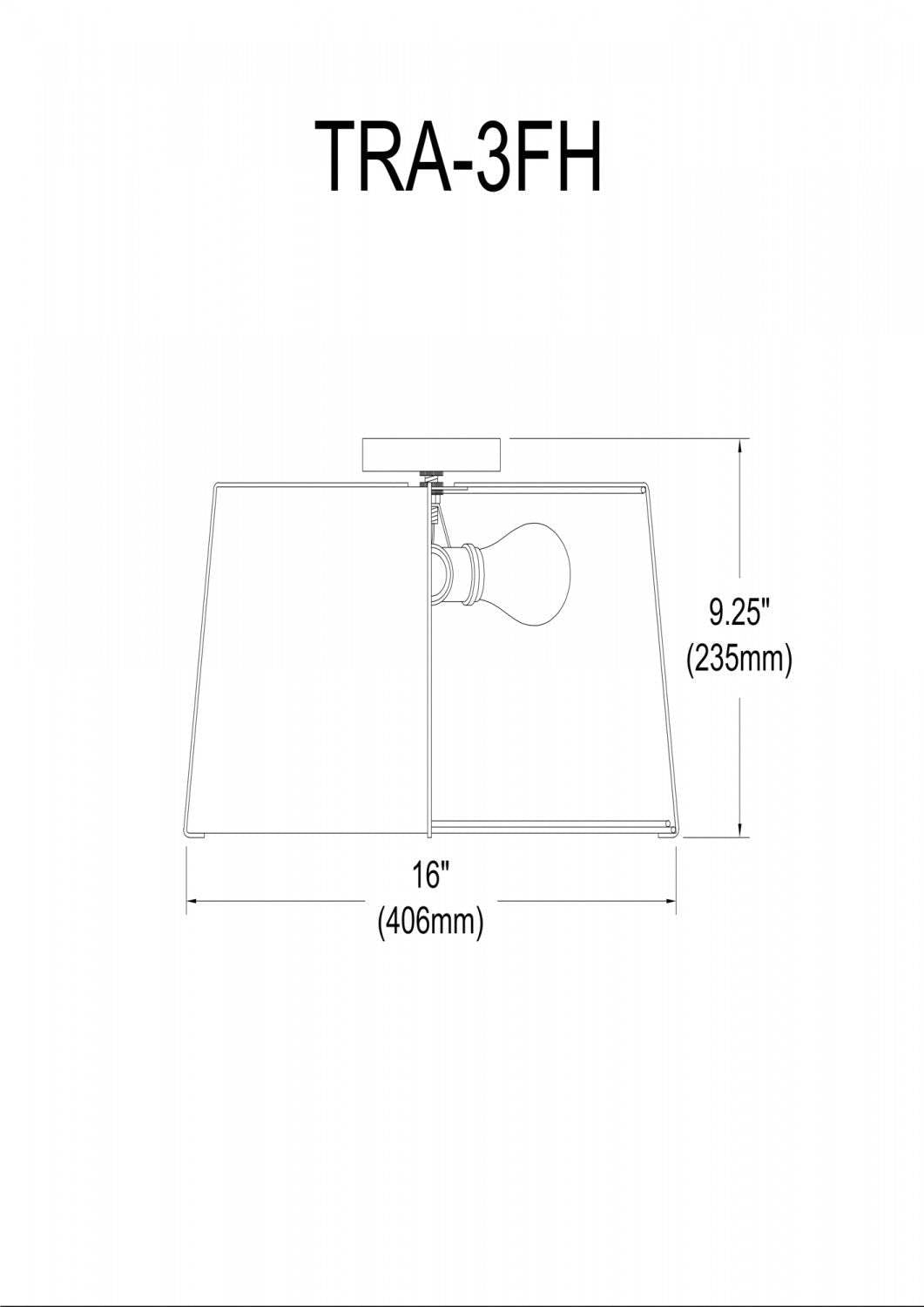 Dainolite Trapezoid 3 Light Flush Mount Tapered Drum Shaped Gold/White Shade White Fabric Diffuser Lamp|Plafonnier affleuré Trapezoid de Dainolite avec abat-jour cylindrique effilé doré et blanc qui diffuse la lumière, tissu blanc et 3 ampoules