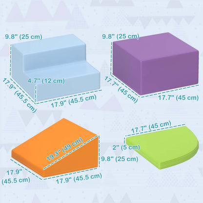 Qaba 4 Pièces Blocs de Grimpe en Mousse Douce, Jouets de Jeu Modulaire Intérieur pour Enfants, Léger et Interactif|Qaba Ensemble De Jeu En Mousse Pour Tout-petits, 4 Pièces, Ensemble Interactif Léger Pour Grimper, R