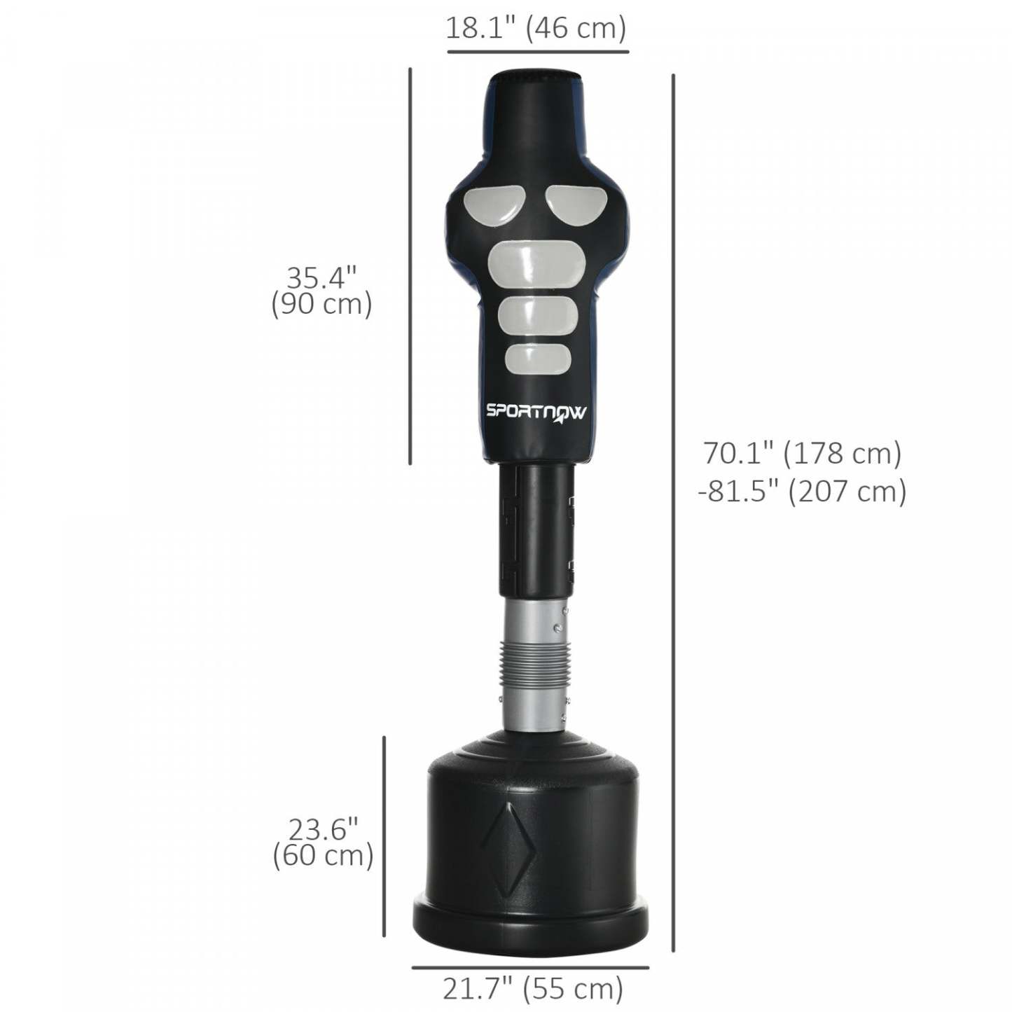 Soozier Sac de frappe autonome avec base remplissable pour utilisation à domicile