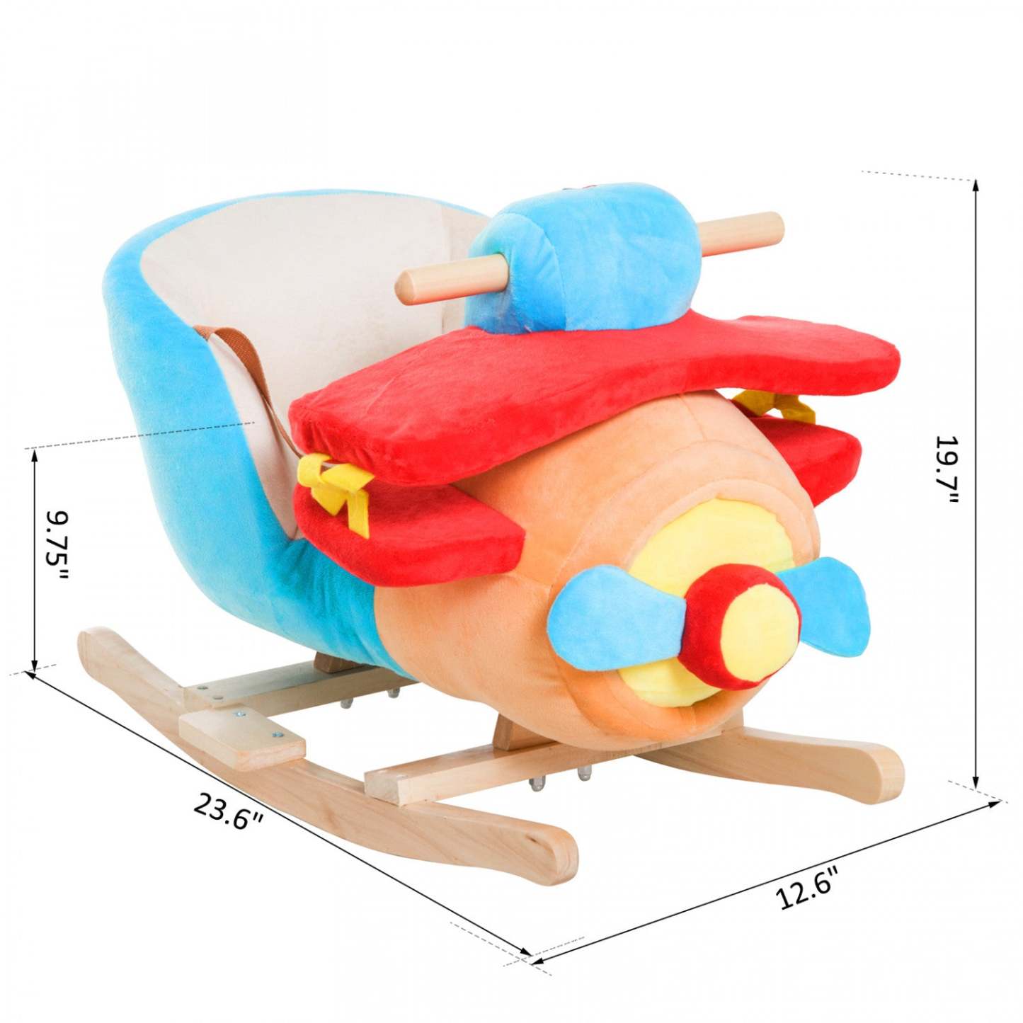 Qaba Kids Chaise Berçante en Bois Avion Jouet Pour Enfant Garçon&amp;Fille Avec Comptine|Qaba Siege A Bascule En Bois Pour Enfants Avec Comptine, Avion