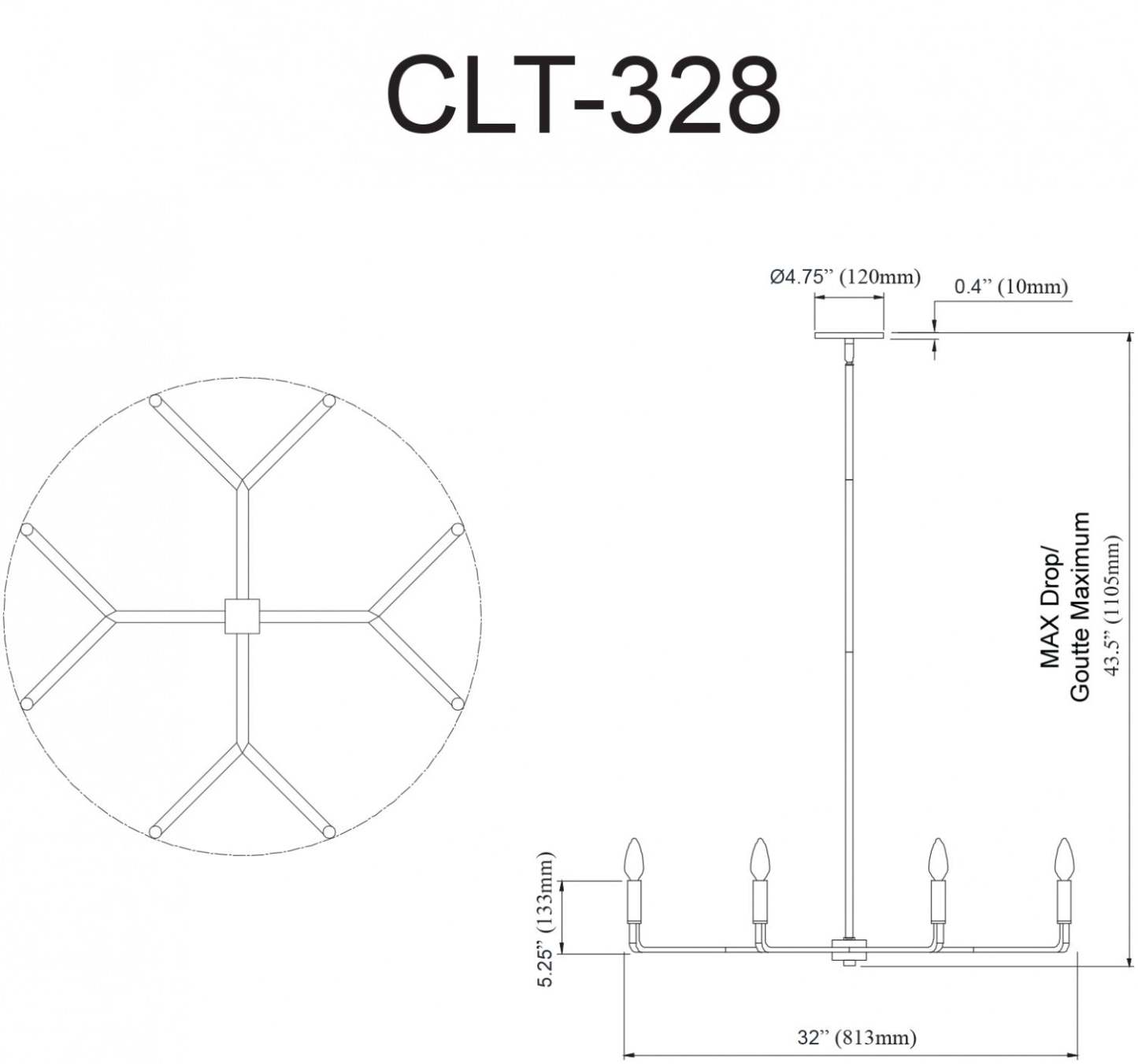 Dainolite Colette 8 Light Chandelier Aged Brass Lamp|Lustre Colette de Dainolite avec fini laiton vieilli et 8 ampoules