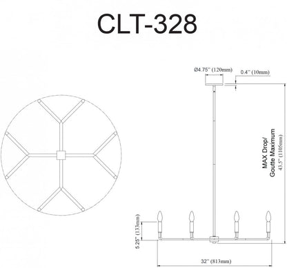 Dainolite Colette 8 Light Chandelier Poli Chrome Lampe|Lustre Colette de Dainolite avec fini chromé poli et 8 ampoules