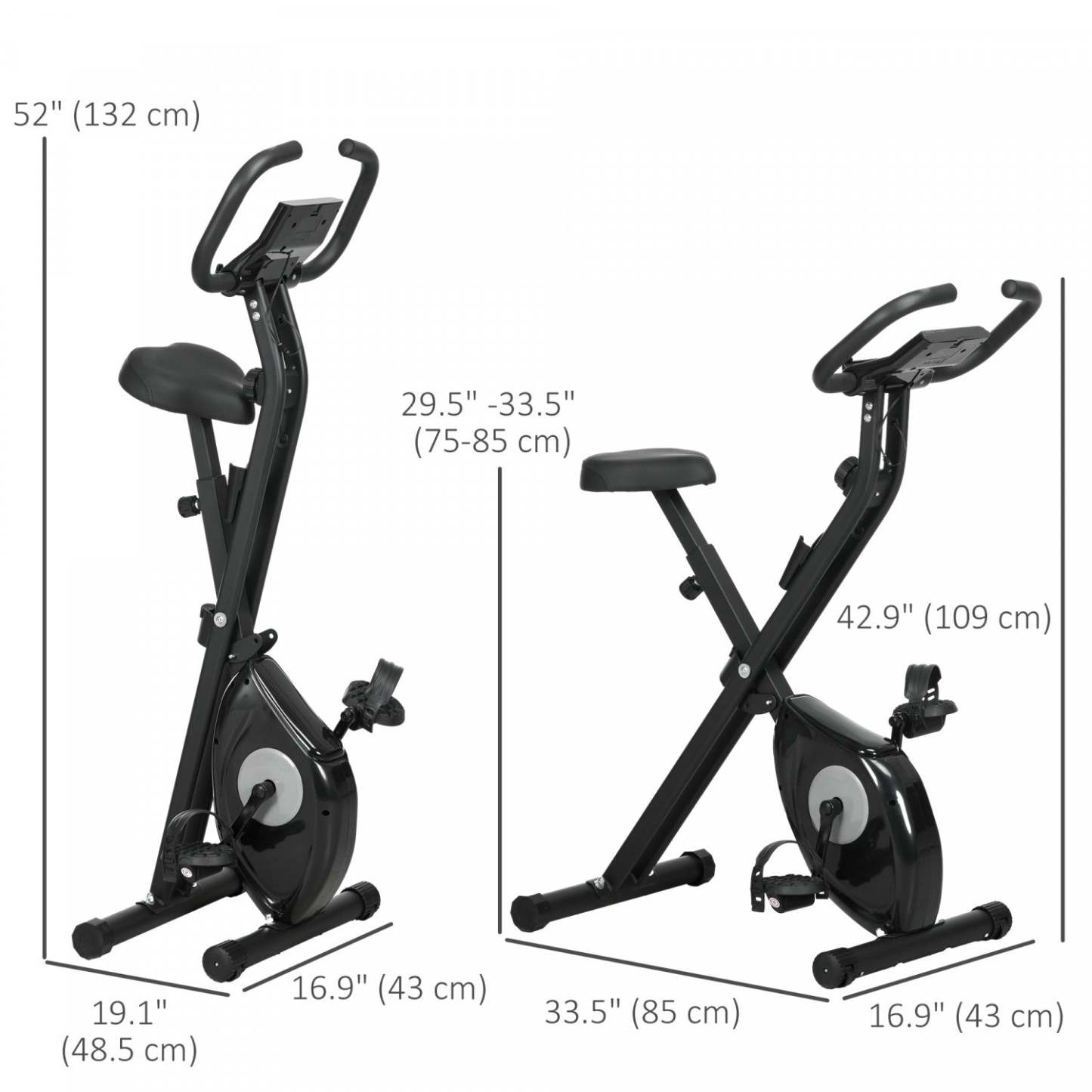 Soozier Velo D'exercice Pliable Avec Résistance Magnétique A 8 Niveaux, Noir