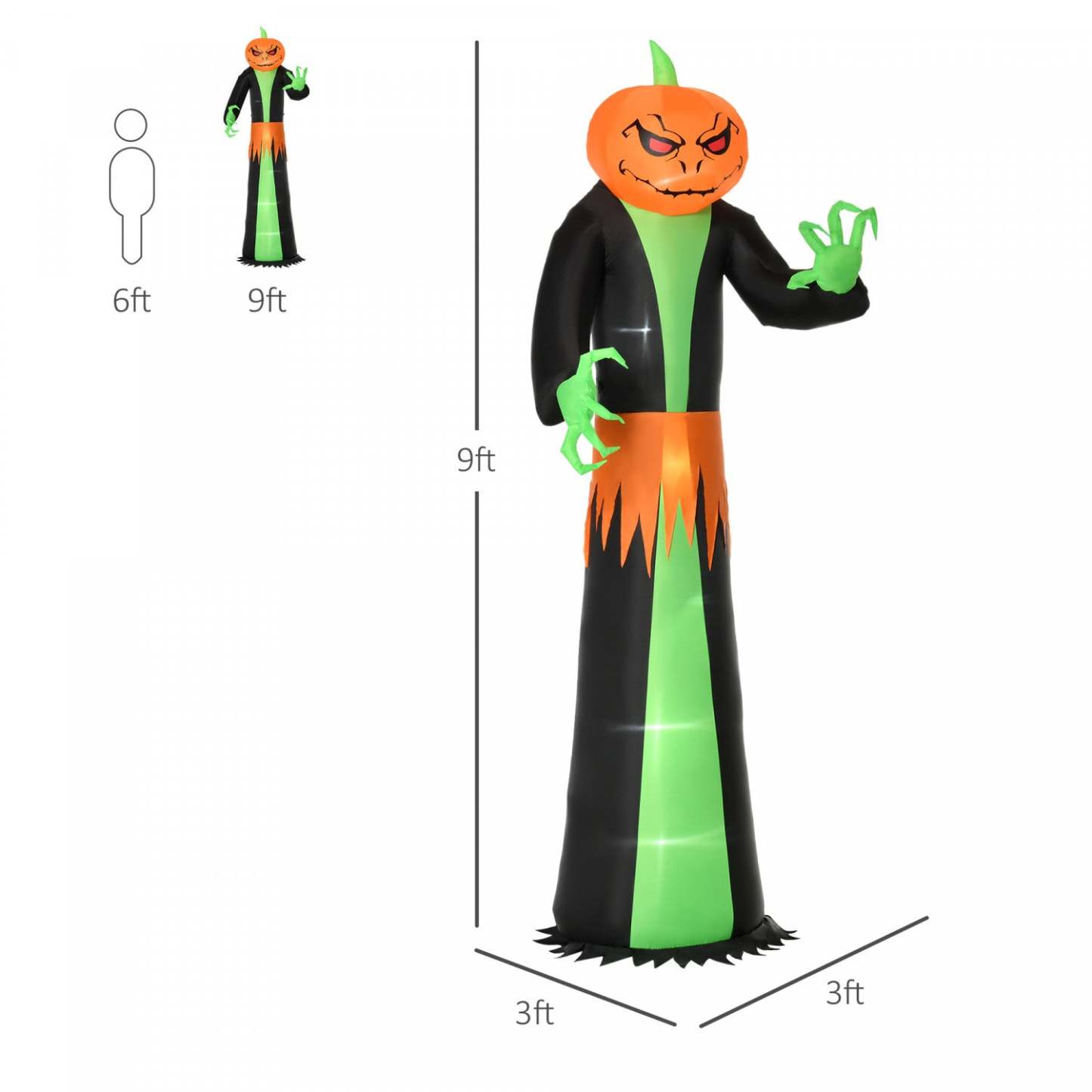Homcom Citrouille d'Halloween gonflable en forme de fantôme de 2,74 m | Homcom Citrouille d'Halloween