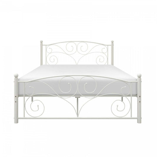 Lit double Avaly, métal blanc | Lit Double Avaly, Métal Blanc