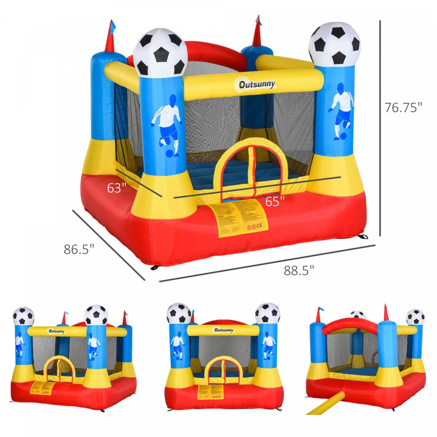 Trampoline Gonflable Outsunny Kids Bounce Castle House avec gonfleur pour enfants âgés de 3 à 8 ans | Trampoline Gonflable Outsunny Château Gonflable Pour Enfants Avec Gonfleur Pour Enfants De 3 À 12 Ans