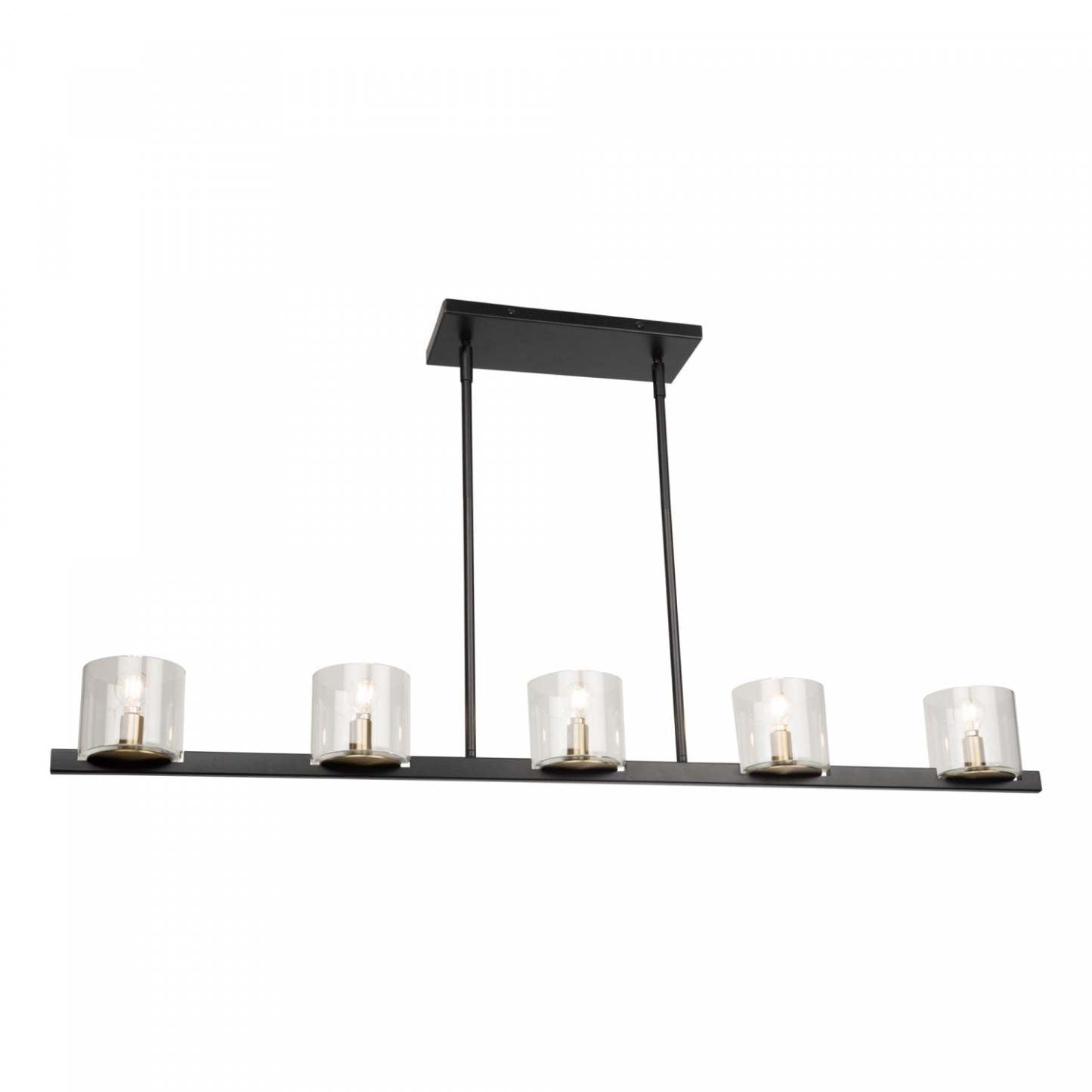 Salinas Black &amp; Brass 5-Light Island Light|Luminaire pour îlot Salinas noir et laiton à 5 ampoules
