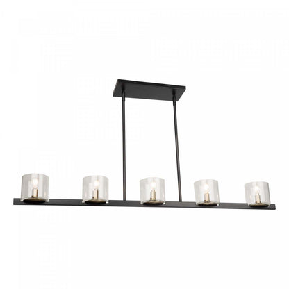 Salinas Black &amp; Brass 5-Light Island Light|Luminaire pour îlot Salinas noir et laiton à 5 ampoules