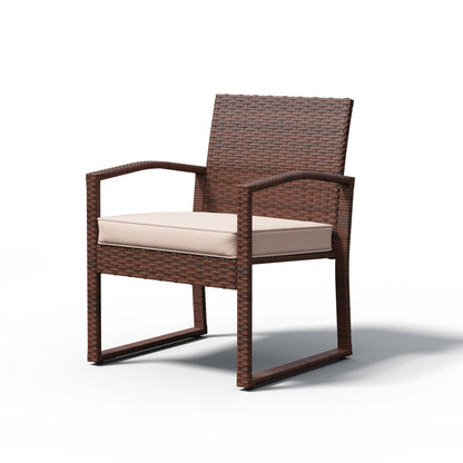 Ensemble de conversation 3 pièces en osier tressé avec coussins pour l'extérieur