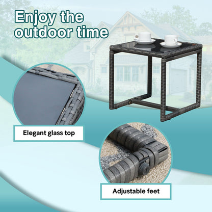 Ensemble de conversation 3 pièces en osier tressé avec coussins pour l'extérieur