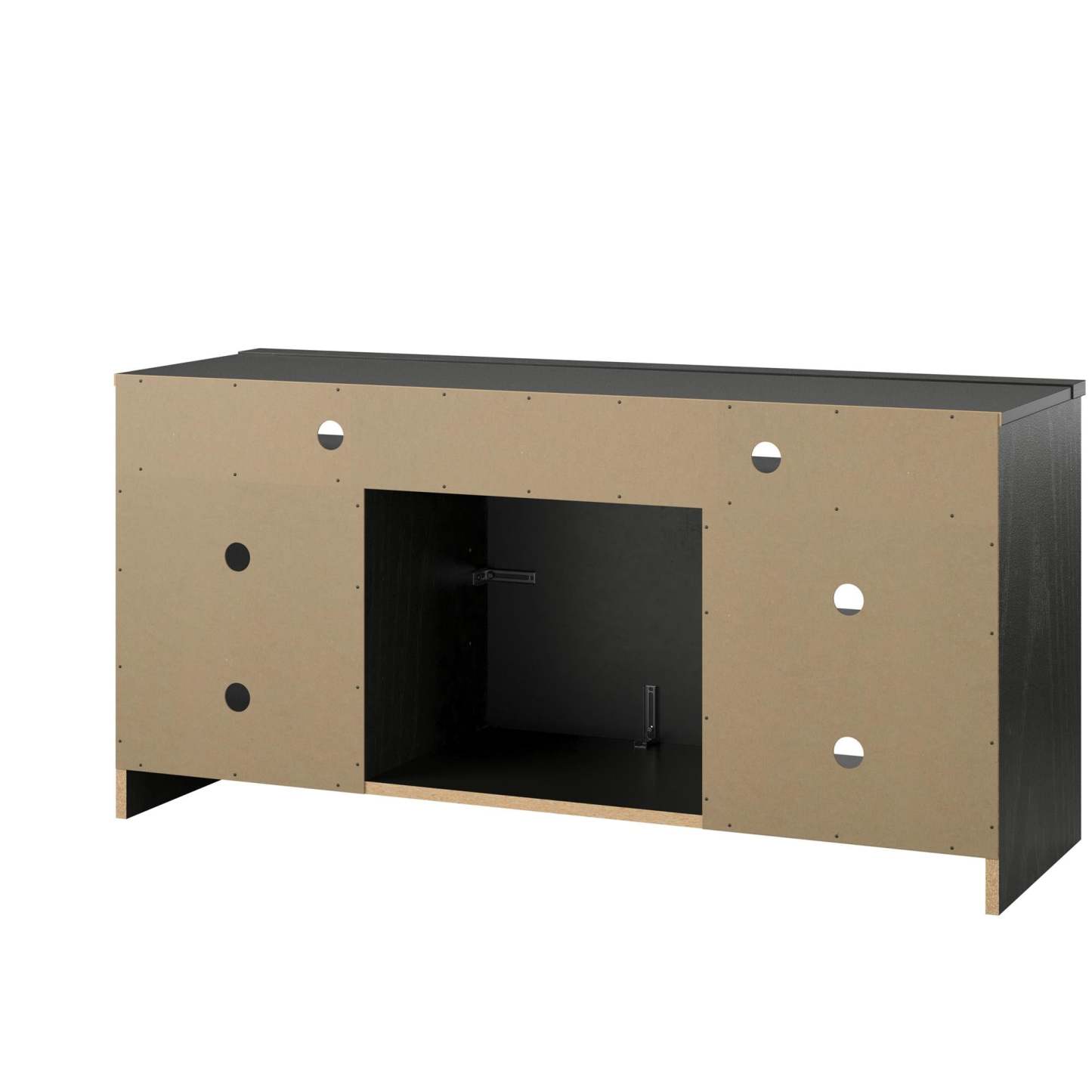Meuble TV Ameriwood Home Hendrix 55 avec foyer électrique et étagères - Chêne noir|Meuble pour téléviseur Hendrix d'Ameriwood Home de 55 po avec foyer électrique et tablettes - chêne noir