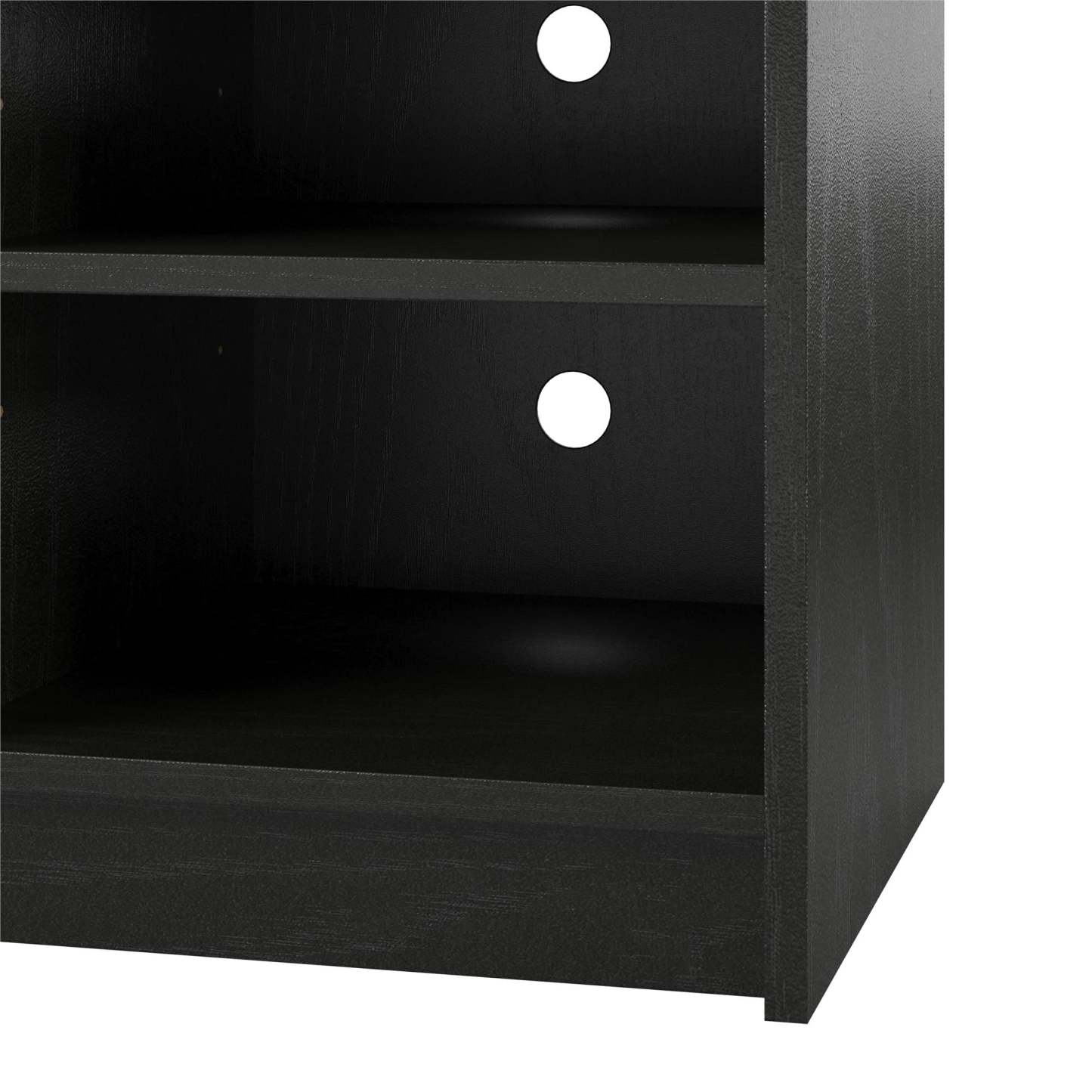 Meuble TV Ameriwood Home Hendrix 55 avec foyer électrique et étagères - Chêne noir|Meuble pour téléviseur Hendrix d'Ameriwood Home de 55 po avec foyer électrique et tablettes - chêne noir