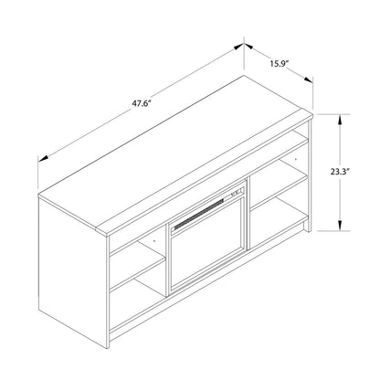 Meuble TV Ameriwood Home Hendrix 55 avec foyer électrique et étagères - Chêne noir|Meuble pour téléviseur Hendrix d'Ameriwood Home de 55 po avec foyer électrique et tablettes - chêne noir