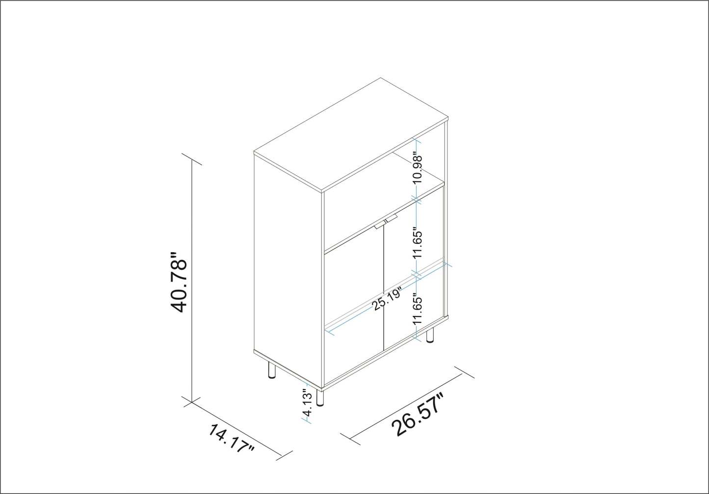 Manhattan Comfort Mosholu 3-Shelf Accent Cabinet - White &amp; Nut Brown|Armoire décorative Mosholu de Manhattan Comfort avec 3 tablettes - blanche et brun noix
