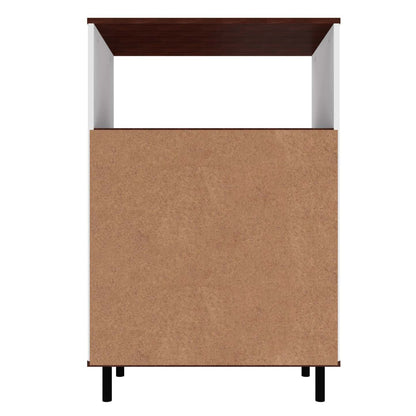Manhattan Comfort Mosholu 3-Shelf Accent Cabinet - White &amp; Nut Brown|Armoire décorative Mosholu de Manhattan Comfort avec 3 tablettes - blanche et brun noix
