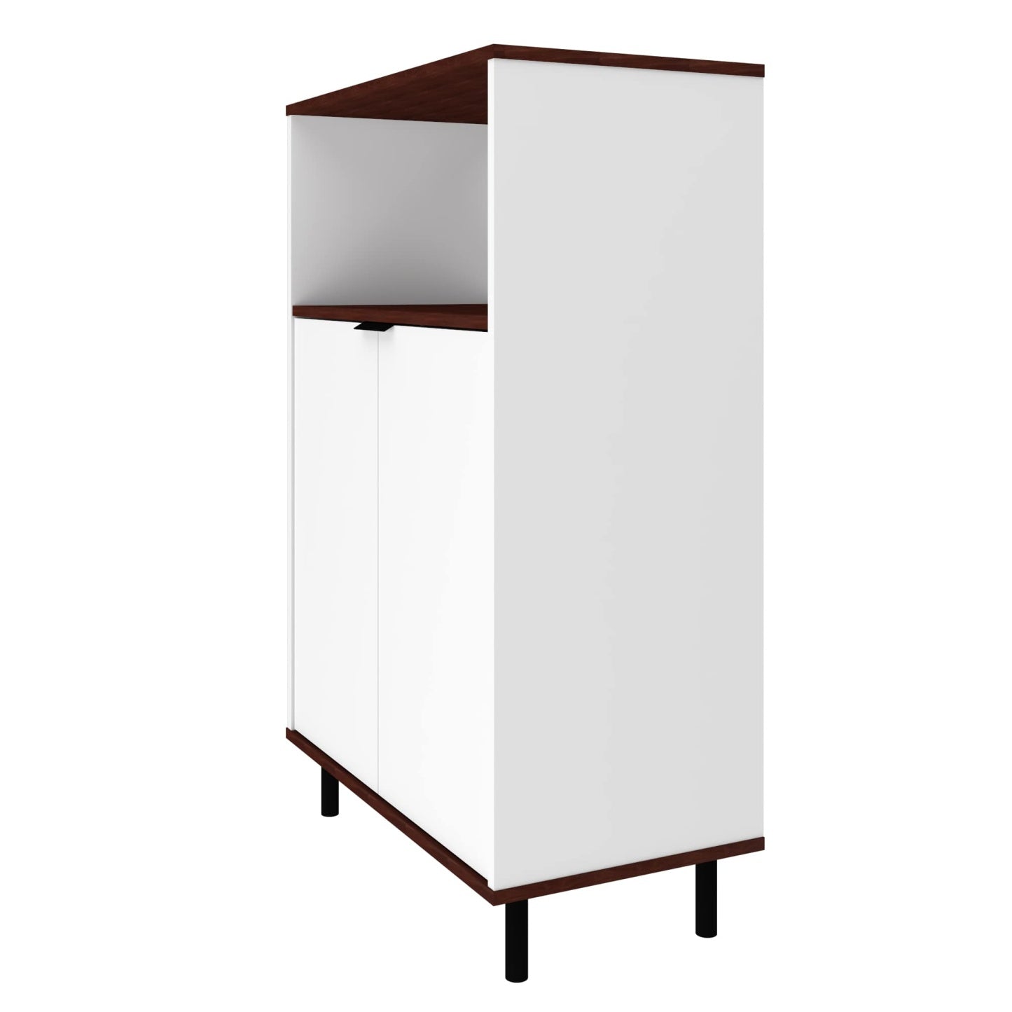 Manhattan Comfort Mosholu 3-Shelf Accent Cabinet - White &amp; Nut Brown|Armoire décorative Mosholu de Manhattan Comfort avec 3 tablettes - blanche et brun noix