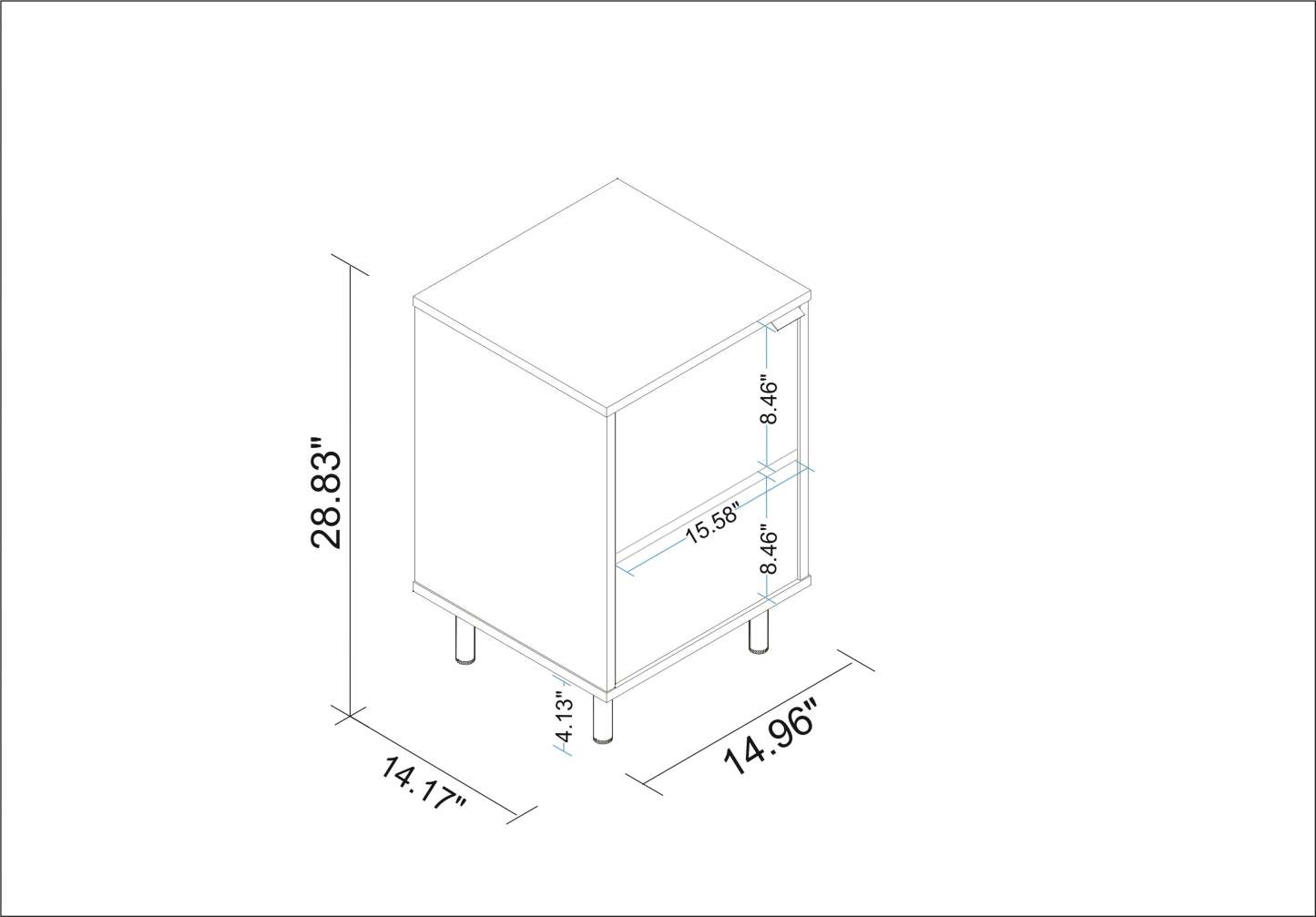 Table de nuit Mosholu de Manhattan Comfort avec 2 tablettes - blanc et brun noix