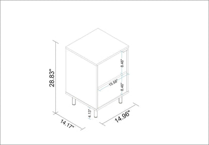 Table de nuit Mosholu de Manhattan Comfort avec 2 tablettes - blanc et brun noix