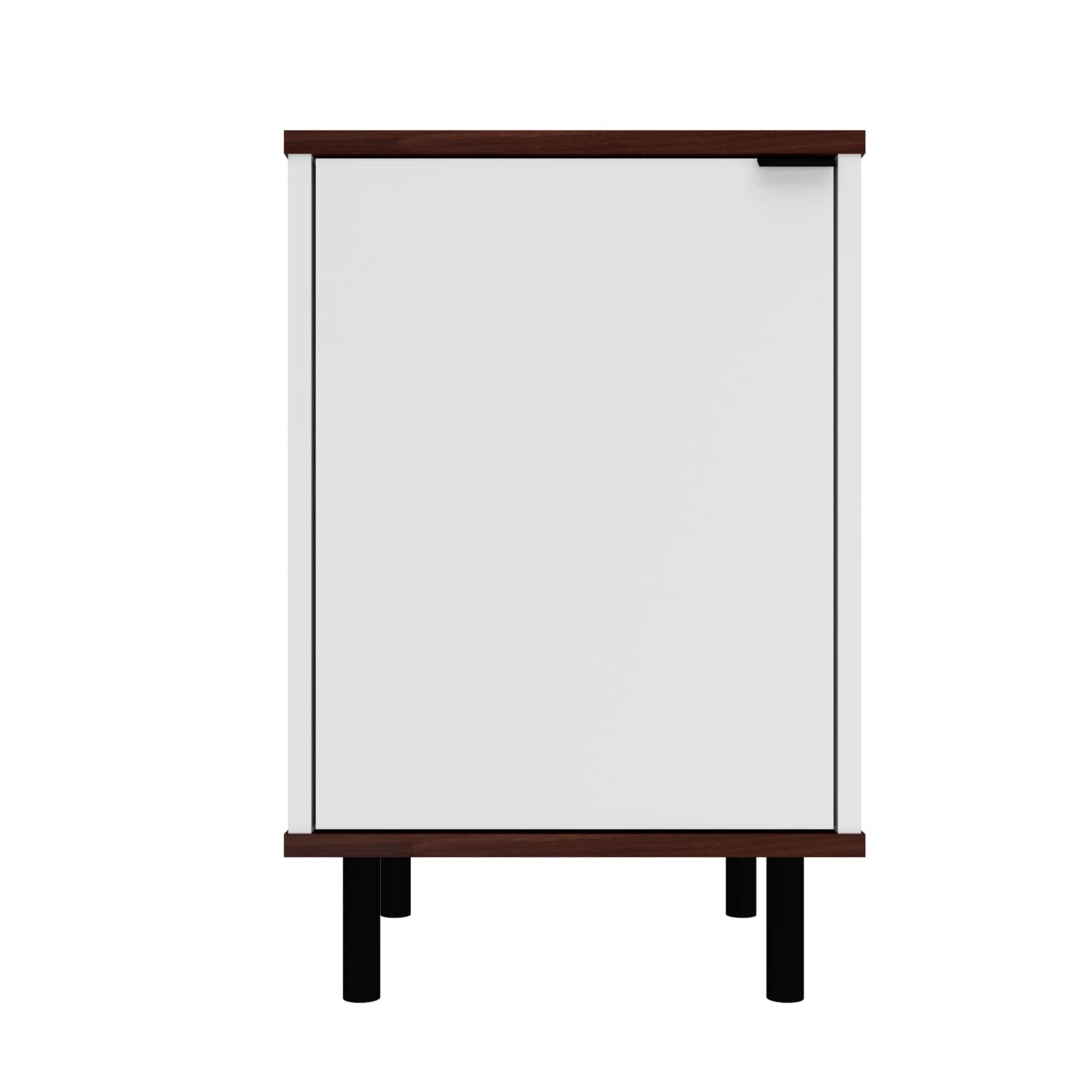 Table de nuit Mosholu de Manhattan Comfort avec 2 tablettes - blanc et brun noix