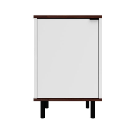 Table de nuit Mosholu de Manhattan Comfort avec 2 tablettes - blanc et brun noix